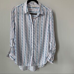 Jane and Delancey Dove Print Button-Up Shirt‎ Sz M